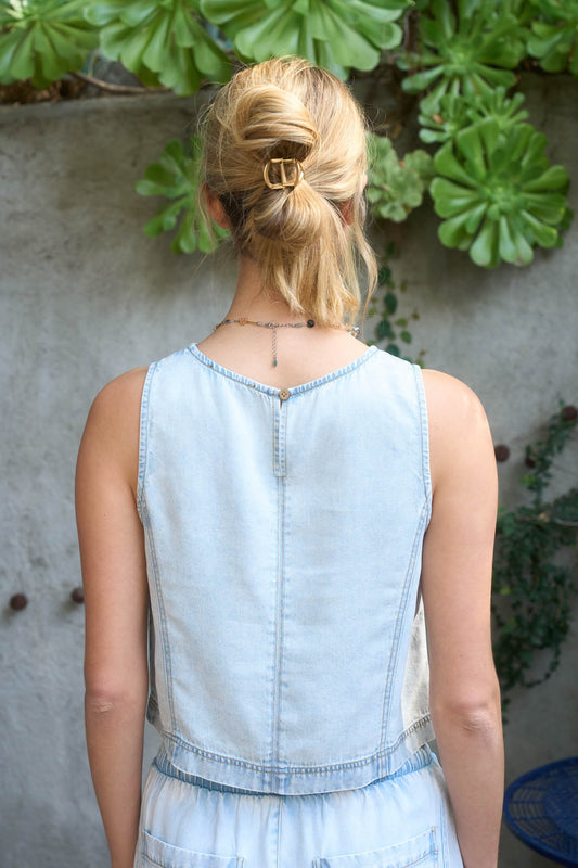 light denim blue sleeveless top