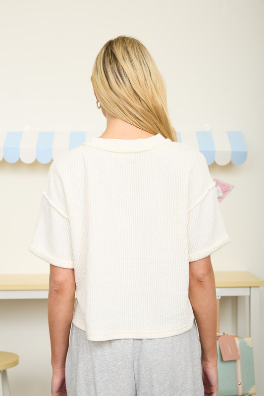 cream v neck top