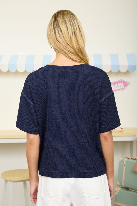 blu pepper navy boxy top