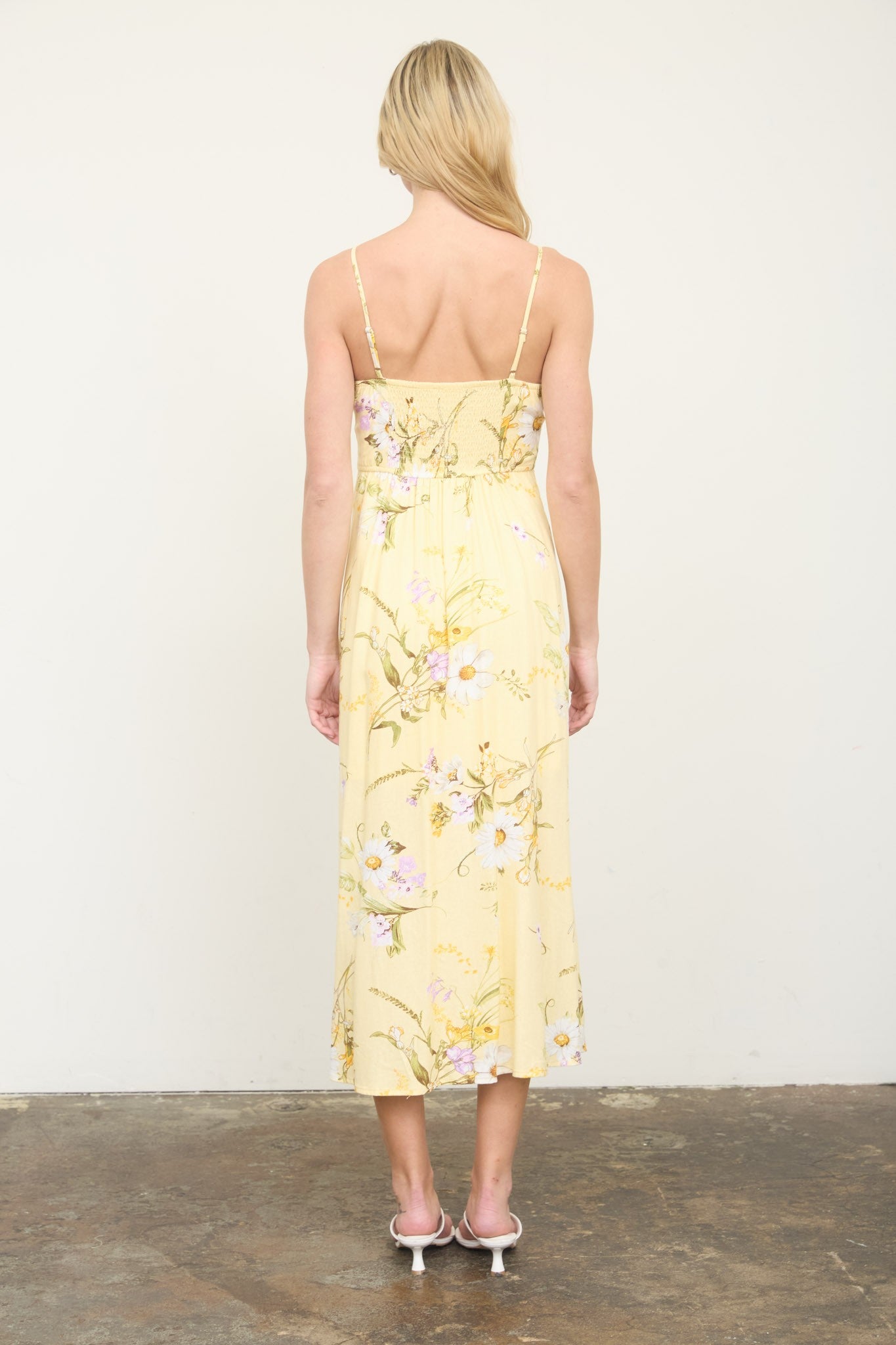 yellow floral long dress