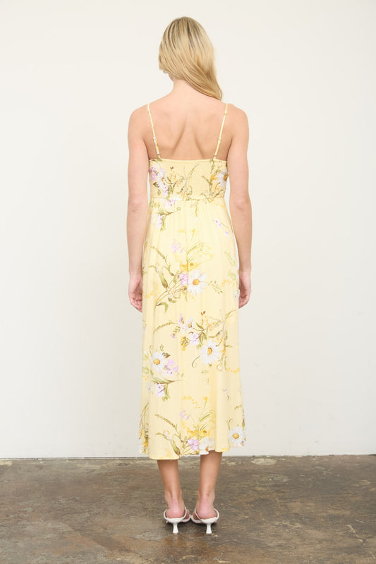 yellow floral long dress