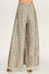 Olive and Brown Leaf Print Wide Leg Pocket Pants