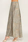Olive and Brown Leaf Print Wide Leg Pocket Pants