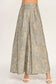 Olive and Brown Leaf Print Wide Leg Pocket Pants