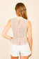 brown striped sleeveless ruffle top