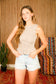 blu pepper light brown sleeveless smocked top