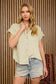 blu pepper light olive button down short sleeve top