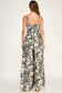 grey floral print sleeveless pocket jumpsuit