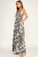 blush and day grey leaf print sleeveless flowy jumpsuit
