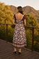 brown floral short sleeve long dress