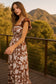 brown floral long wedding guest dress