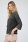 blu pepper charcoal grey mineral wash quarter length sleeve top
