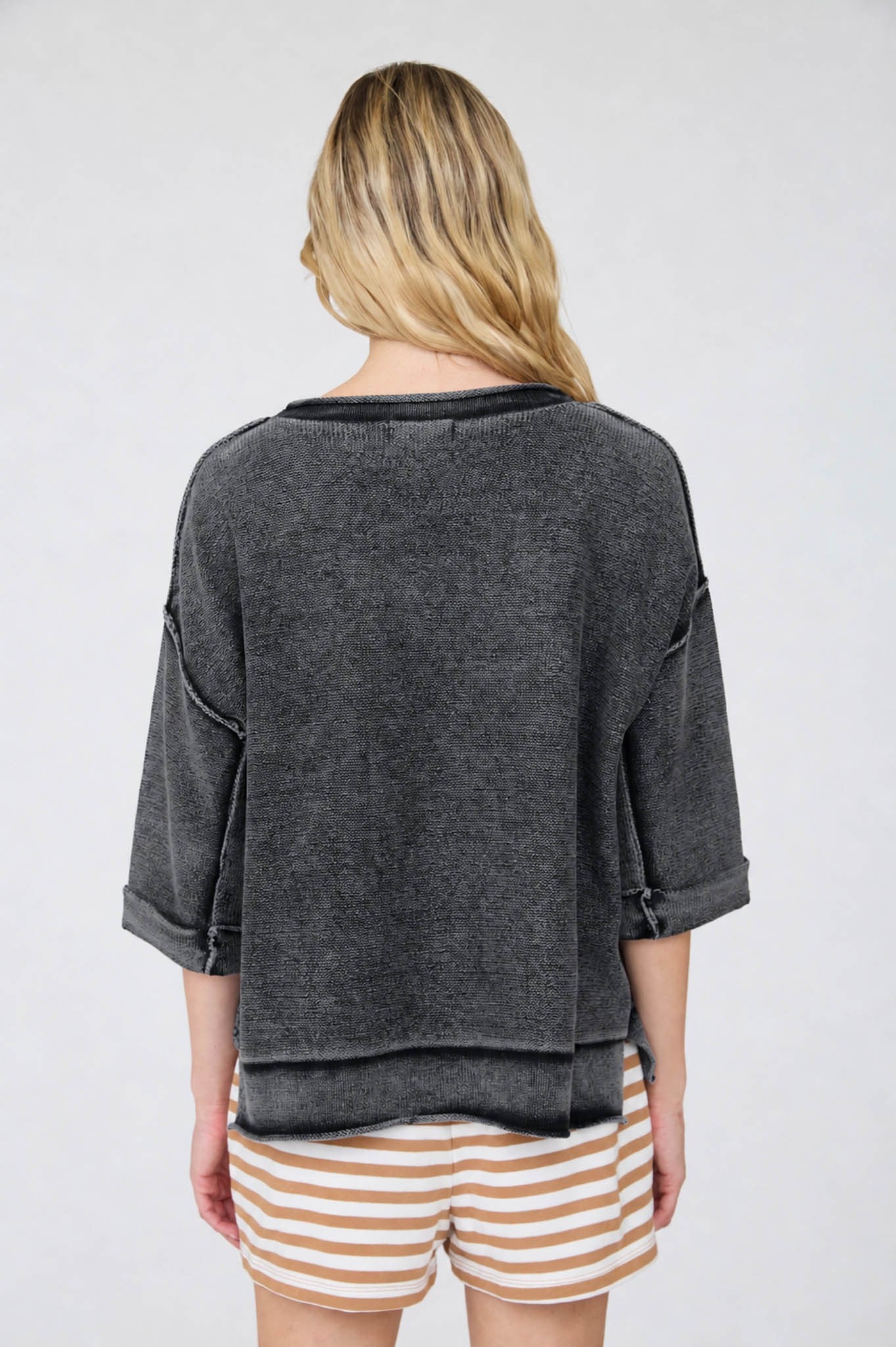charcoal grey mineral wash top