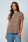 blu pepper brown striped short sleeve knit top
