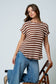 Brown Striped Short Sleeve Knit Top