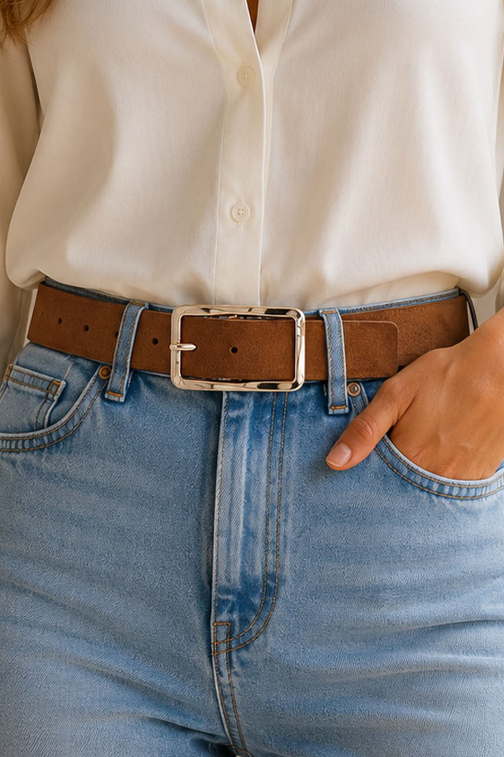 brown microsuede fall belt