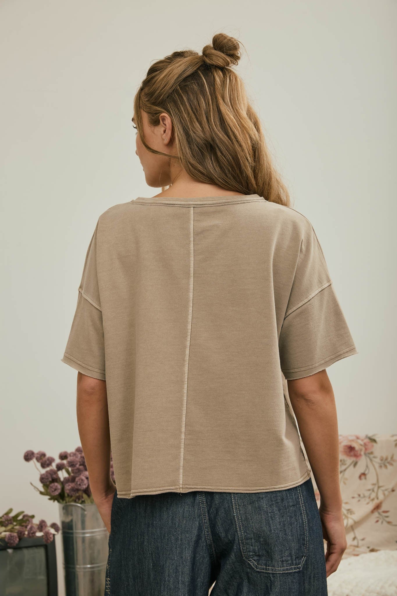 light brown short sleeve shirt