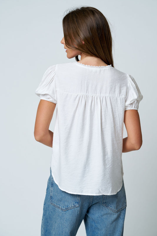 white basic short sleeve blouse