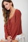 brick scoop neck long sleeve top