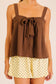 brown brow front sleeveless top