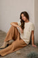 Oatmeal Short Sleeve Knit Pocket Sweater