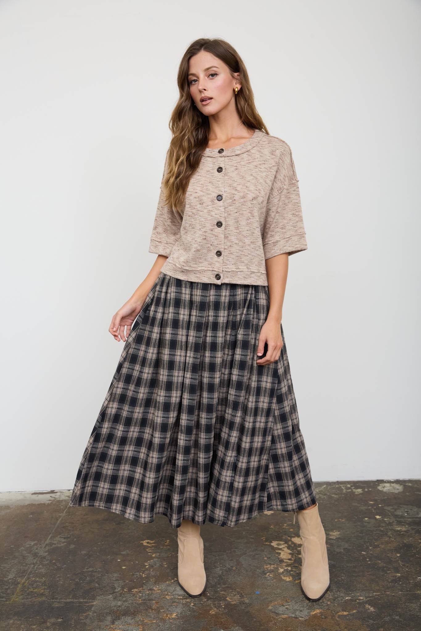 long black plaid skirt