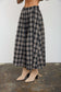 blu pepper black plaid elastic waist midi skirt