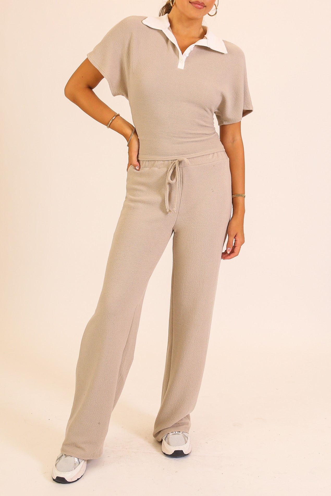 light brown flowy lounge pants