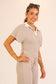 timing taupe short sleeve collar top set
