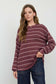 blu pepper plum striped lightweight long sleeve top