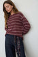 burgundy striped long sleeve top