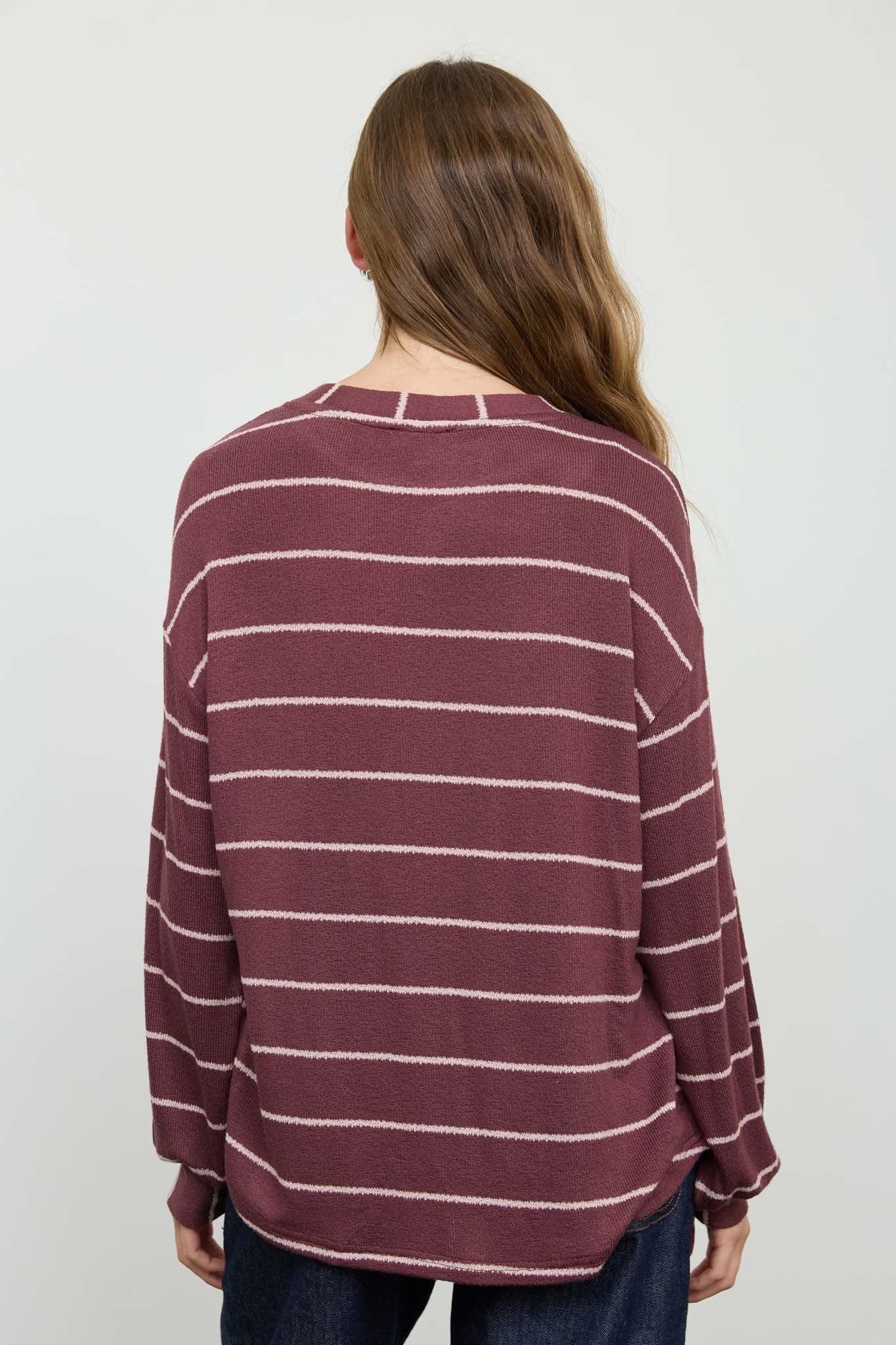 plum striped top
