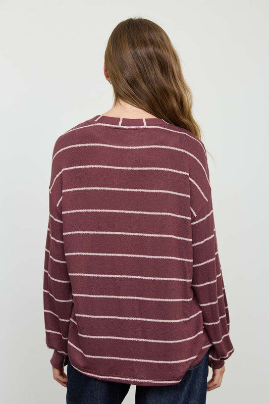 plum striped top