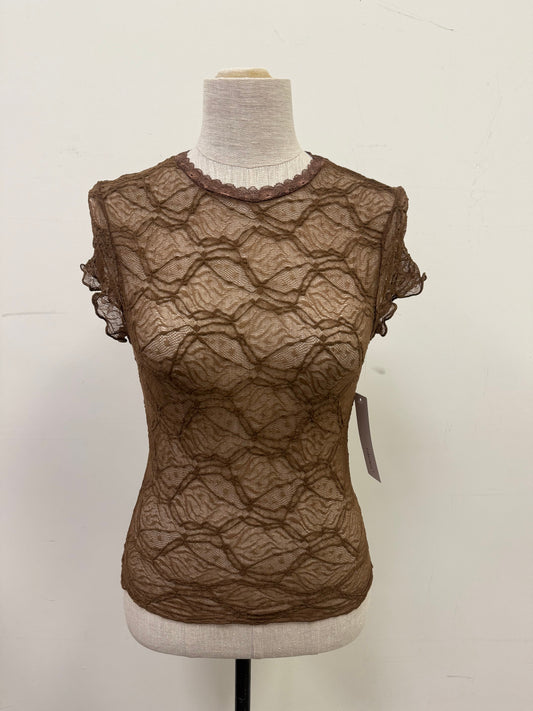 brown lace short sleeve top
