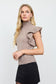 taupe ruffle sleeve knit sweater top