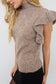 taupe knit short sleeve sweater