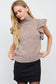 blu pepper taupe short ruffle sleeve knit sweater top