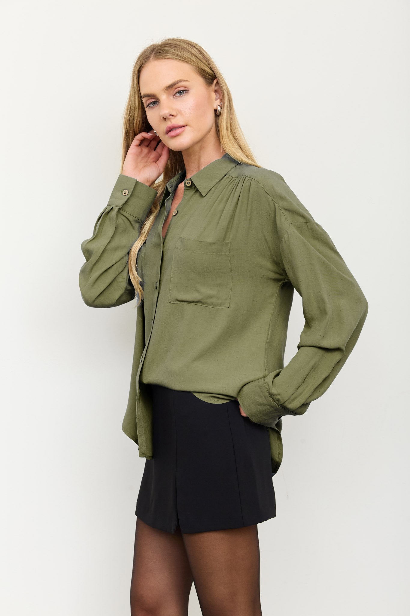 Olive Long Sleeve Button Down Shirt