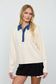 blu pepper cream long sleeve denim collar top
