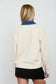 cream long sleeve denim collar top
