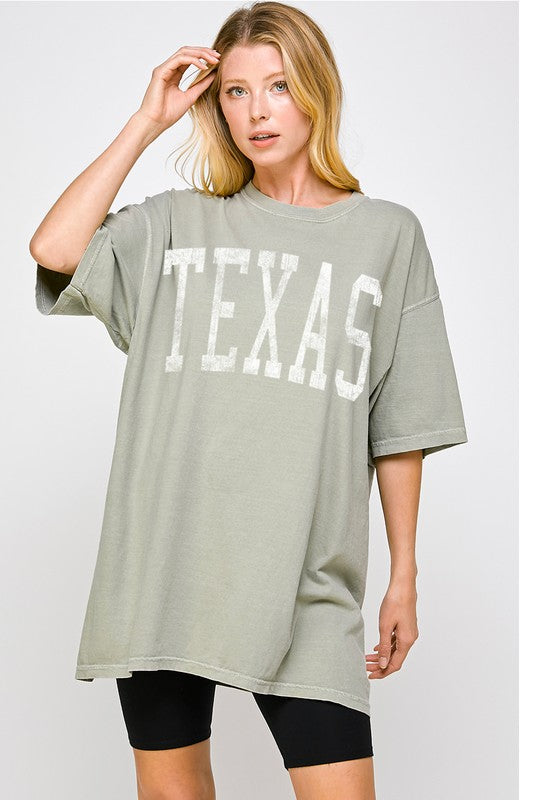 Olive green oversized texas graphic tee