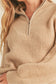 camel soft knit quarter zip pullover top