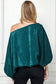 green satin off shoulder top