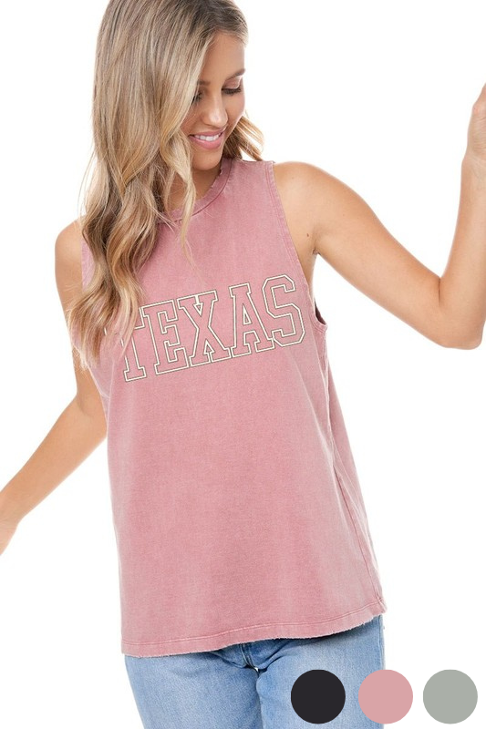 zutter mauve Texas puff graphic tank top