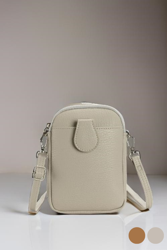 vegan leather grey zipper crossbody bag