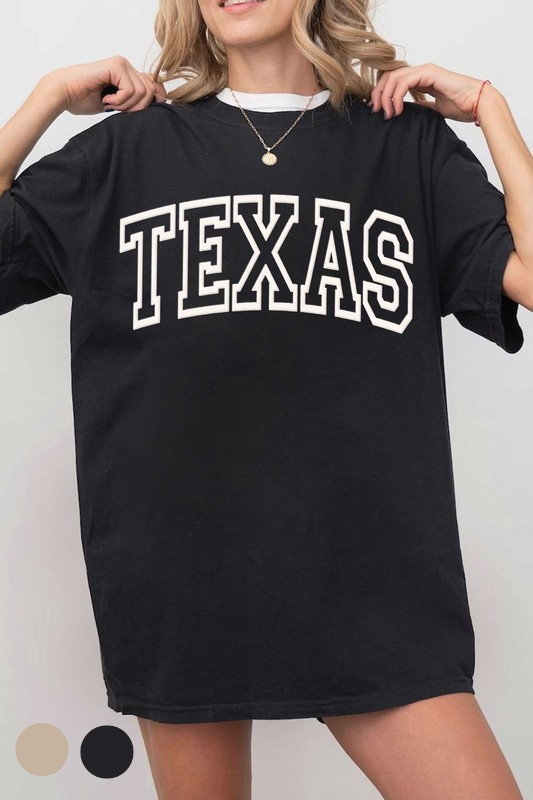 black oversized texas puff graphic t shirt