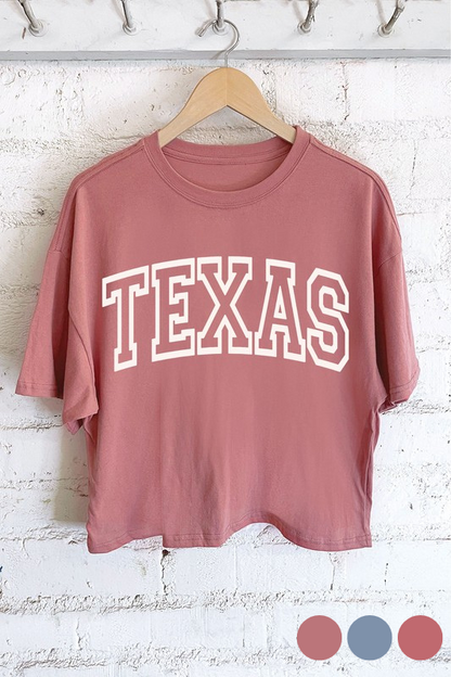 mauve long crop texas tee shirt