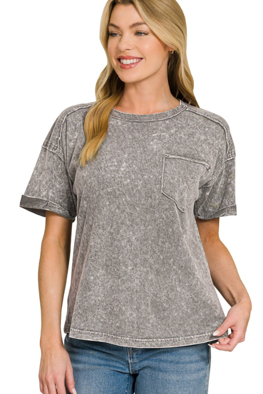 charcoal grey mineral wash tee