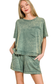 zenana jade green pocket elastic shorts set