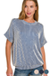 navy ribbed cuff sleeve top